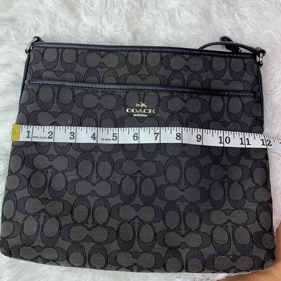 COACH Black and Gray Signature Jacquard Canvas Crossbody - Picture 12 of 13